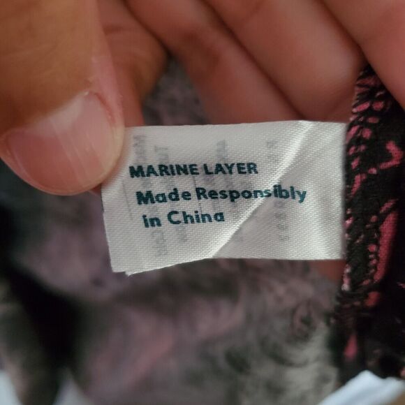 NWOT Marine Layer Women's Ryan Midi Slip Midnight Palms Hemp Skirt 14 - Picture 4 of 6